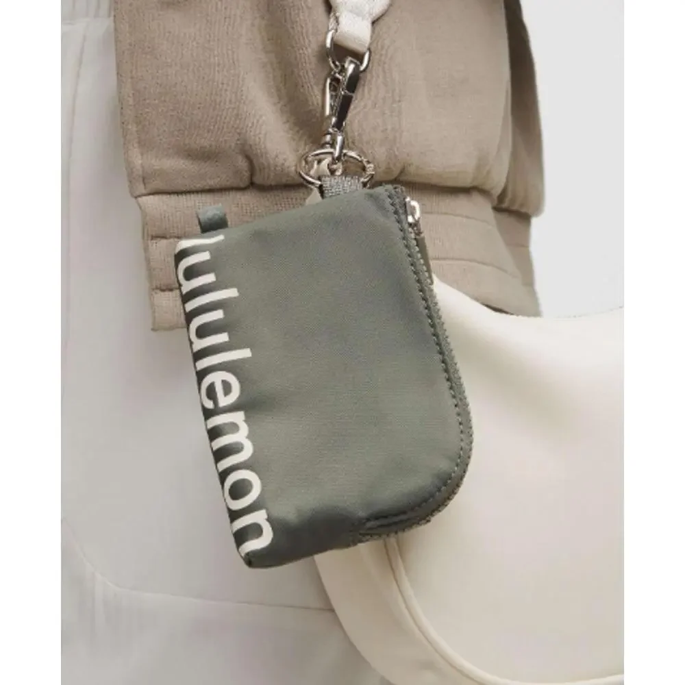 NWT Lululemon Clippable Card Pouch Wallet Keychain Grey Sage / Light Ivory - Picture 2 of 5